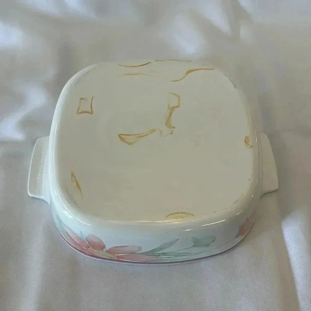 Vintage CorningWare "Peony Floral" A-1-B 2 Liter Casserole Dish w/ Pyrex Lid A9C - Picture 12 of 12